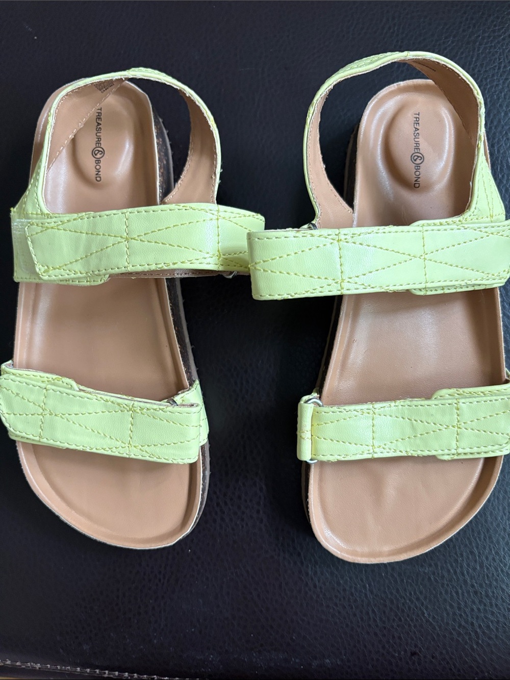 Treasure & Bond Kids Lime Green Double-Strap Slingback Sandals